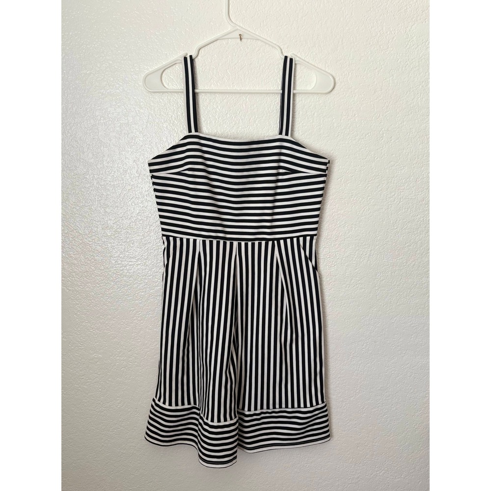 Brixon Ivy Levi Ponte Black White Striped‎ Sleeveless Dress Nautical Preppy Sz M
